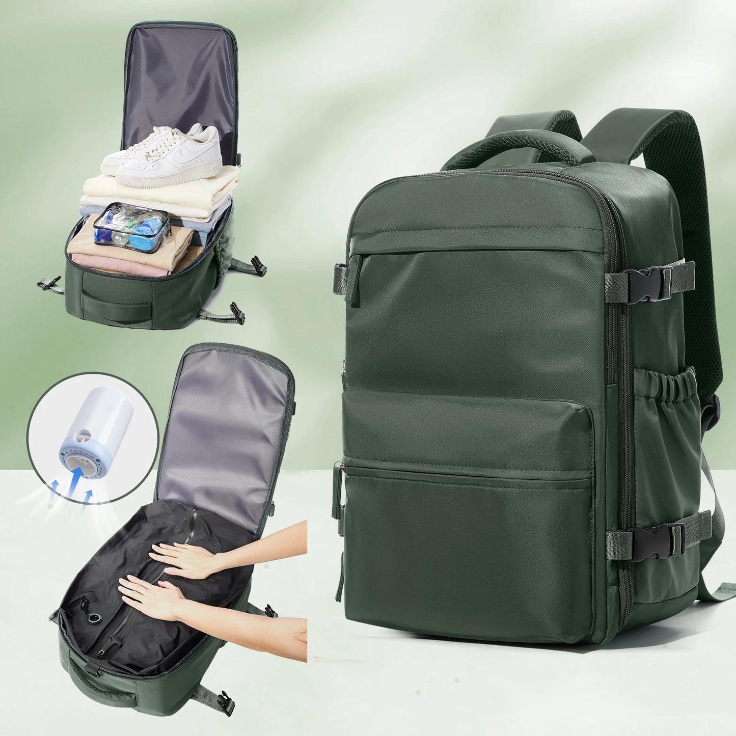 Expandable Large Capacity Vacuum Backpack for Business and Travel - Ideal for Men and Women, Perfect for School and Laptop Use