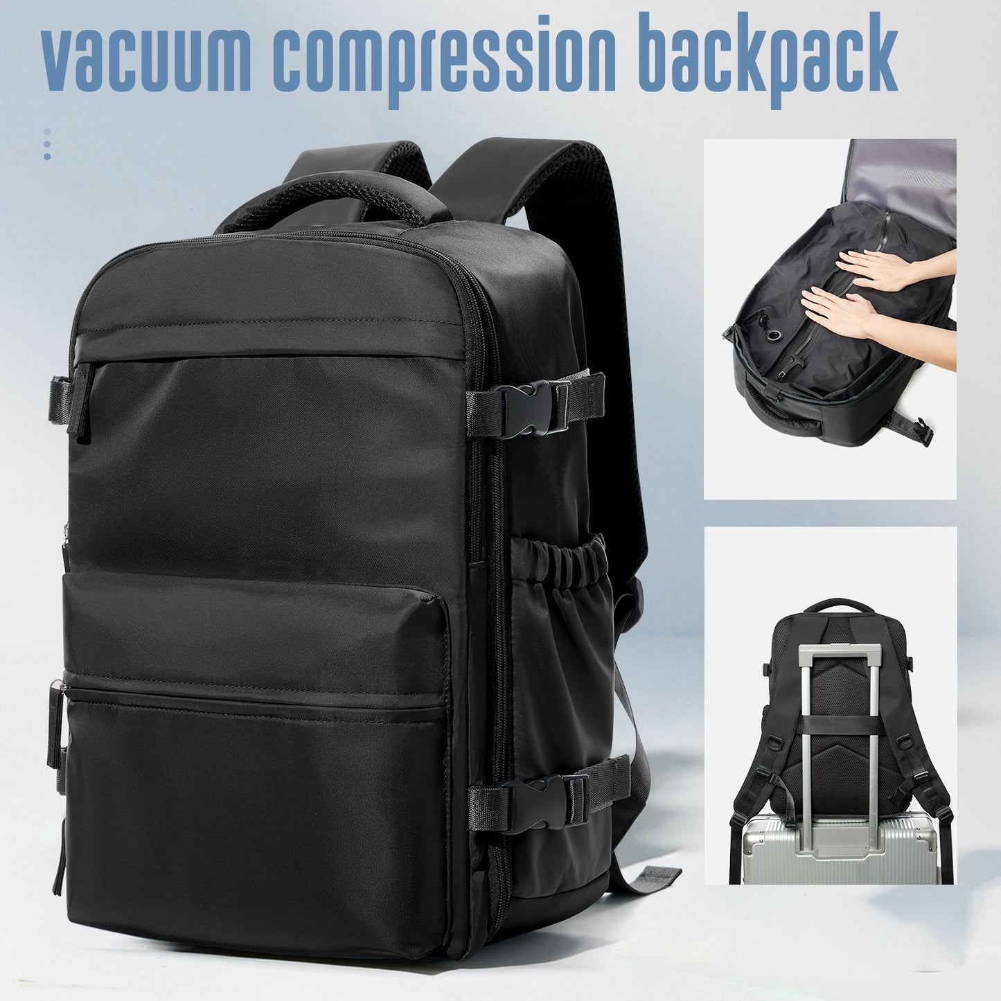 Expandable Large Capacity Vacuum Backpack for Business and Travel - Ideal for Men and Women, Perfect for School and Laptop Use