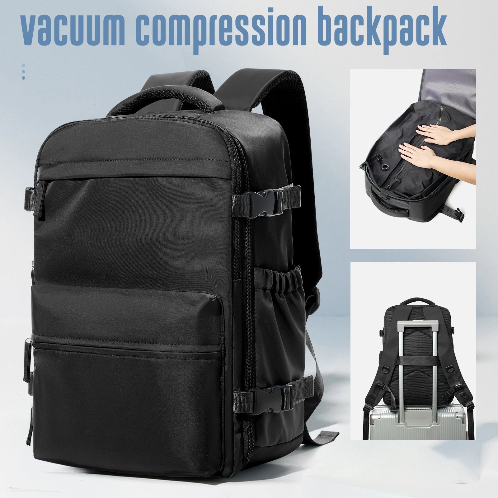 Expandable Large Capacity Vacuum Backpack for Business and Travel - Ideal for Men and Women, Perfect for School and Laptop Use