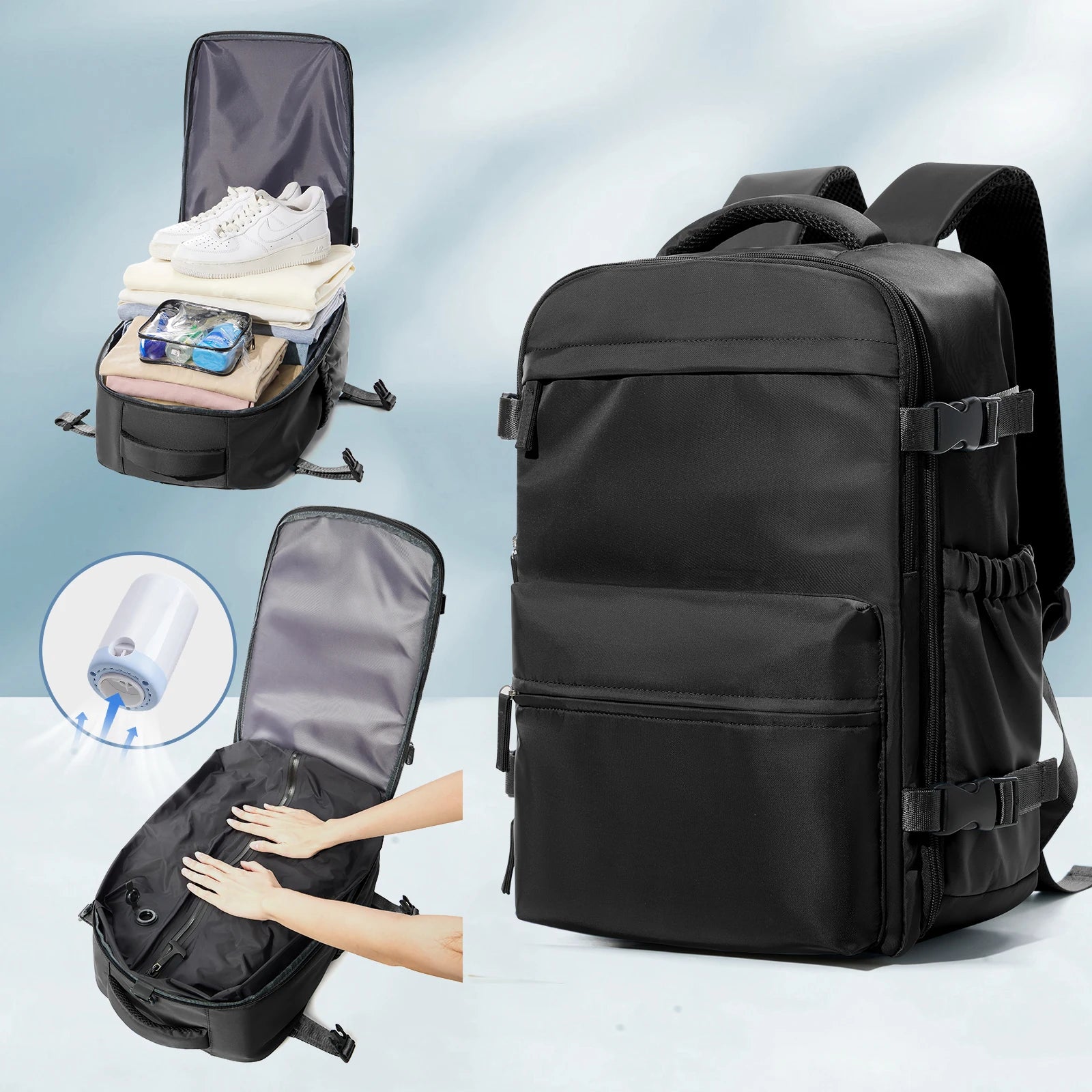 Expandable Large Capacity Vacuum Backpack for Business and Travel - Ideal for Men and Women, Perfect for School and Laptop Use