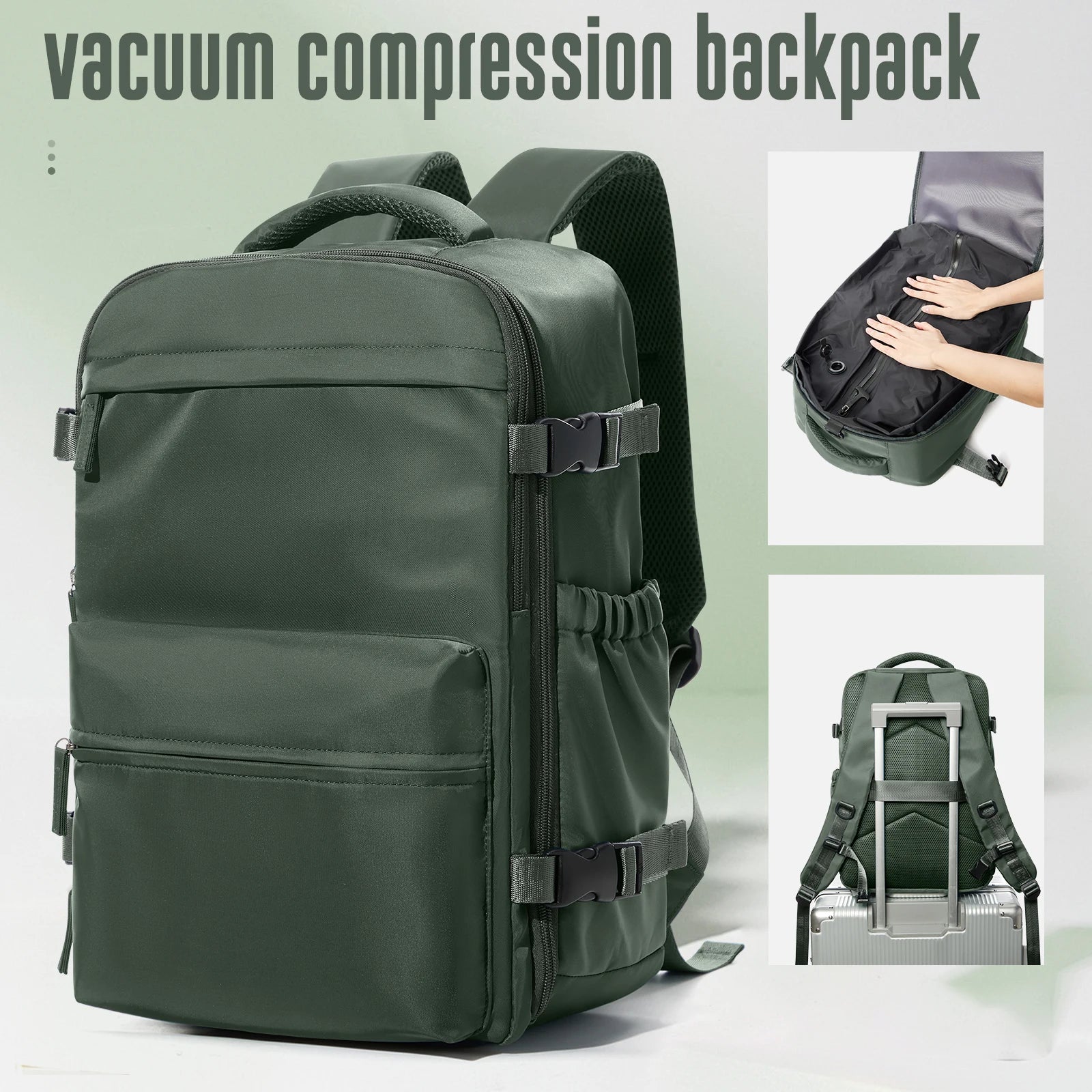 Expandable Large Capacity Vacuum Backpack for Business and Travel - Ideal for Men and Women, Perfect for School and Laptop Use