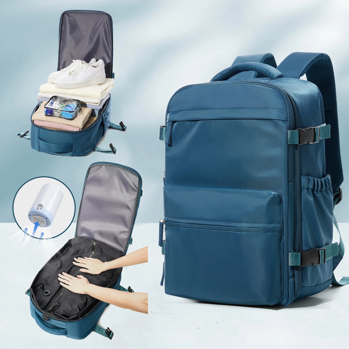Expandable Large Capacity Vacuum Backpack for Business and Travel - Ideal for Men and Women, Perfect for School and Laptop Use