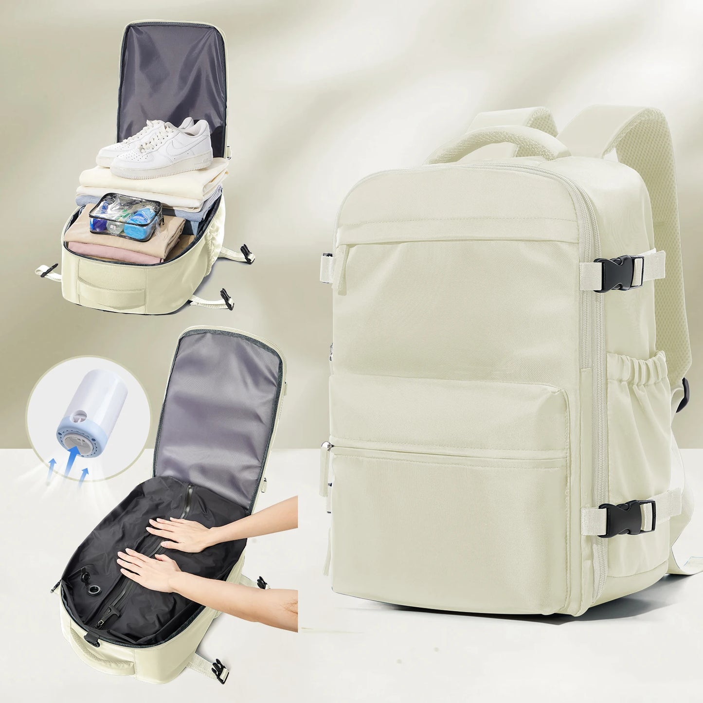 Expandable Large Capacity Vacuum Backpack for Business and Travel - Ideal for Men and Women, Perfect for School and Laptop Use