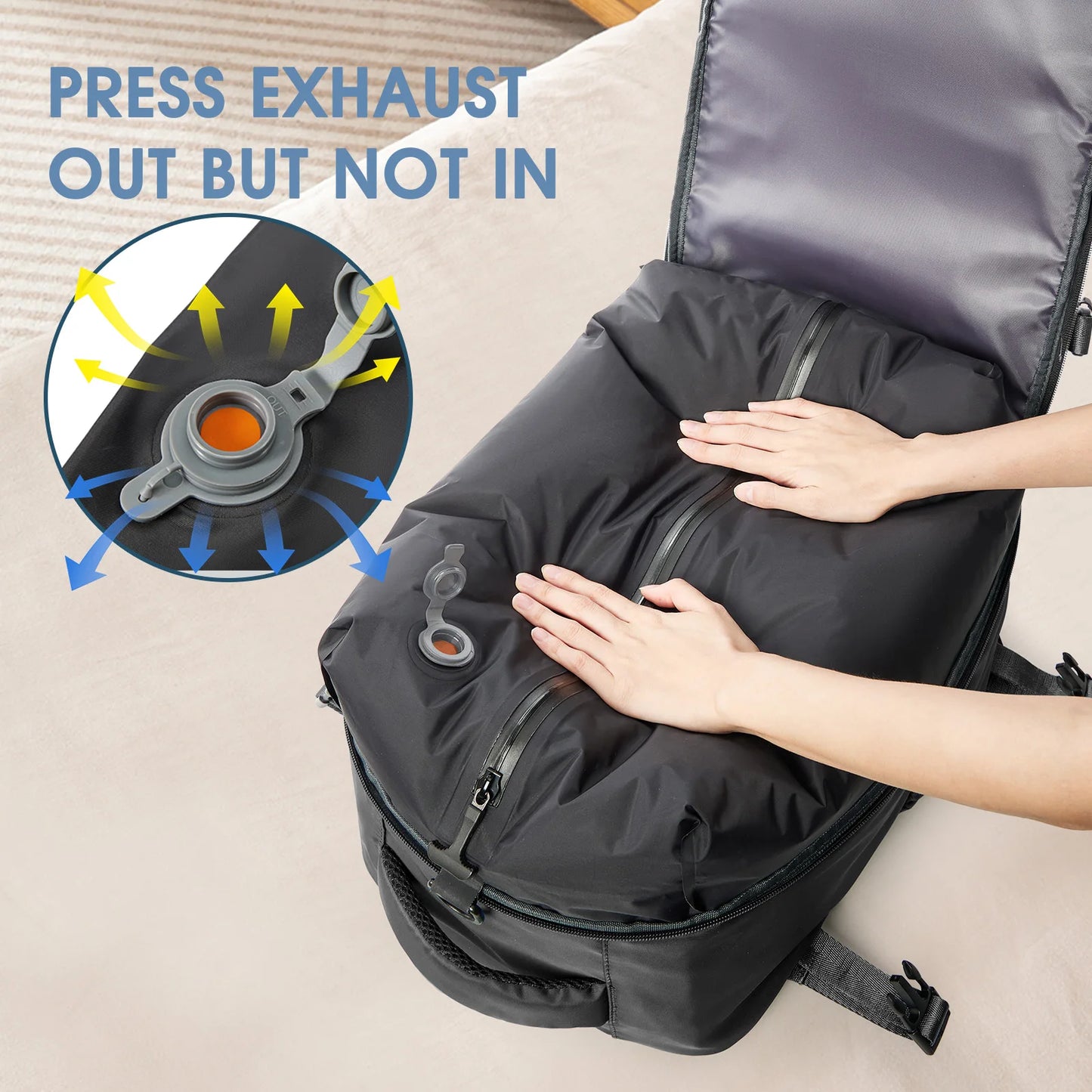 Expandable Large Capacity Vacuum Backpack for Business and Travel - Ideal for Men and Women, Perfect for School and Laptop Use